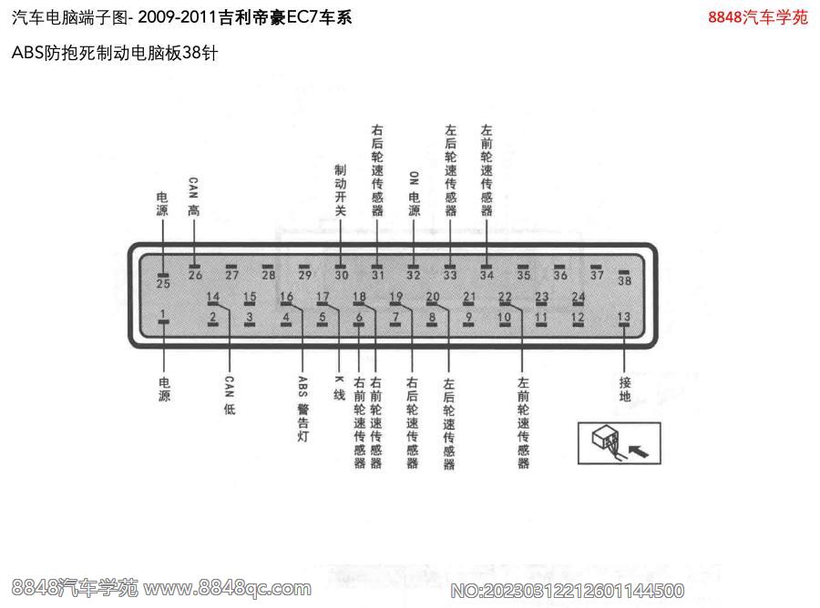 2009-2011吉利帝豪EC7车系-ABS防抱死制动电脑板38针